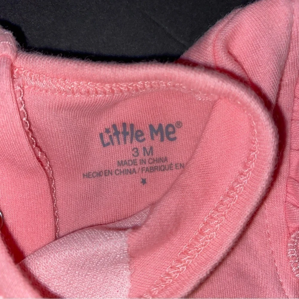 Little Me Baby Pink Floral Matching Set 3-6 Mo. Bodysuit, pants and headband.
